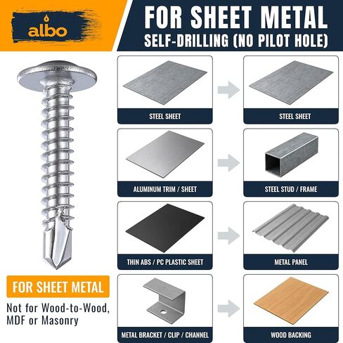 ALBO 200 PCS, #8 x 1 Stainless Steel Self Tapping Screws, 410 Stainless Truss Head Sheet Metal Screws, Self Drilling Screws for Metal & Plastic, Rust Resistant Fasteners in Kuwait