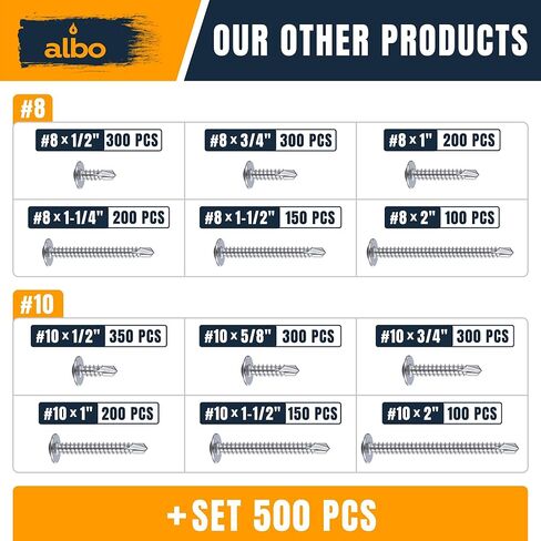 ALBO 200 PCS, #8 x 1 Stainless Steel Self Tapping Screws, 410 Stainless Truss Head Sheet Metal Screws, Self Drilling Screws for Metal & Plastic, Rust Resistant Fasteners in Kuwait