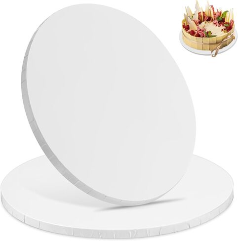16 Inch Cake Boards, 2 pcs Cake Drums 1/2" Thick, White Cakes Corrugated Cardboard Rounds Base for Heavy or Multi Layer Cakes, Dessert, Crafts Display in Kuwait