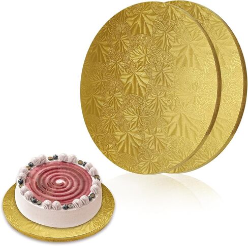 2 PCS Cake Drums, 1/2 Inch Thick 12 Inch Round Cake Boards, Black, Professional Quality Cardboards, Card Base (Maple leaf pattern) in Kuwait