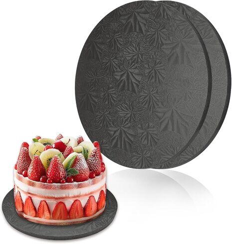 2 PCS Cake Drums, 1/2 Inch Thick 12 Inch Round Cake Boards, Black, Professional Quality Cardboards, Card Base (Maple leaf pattern) in Saudi Arabia