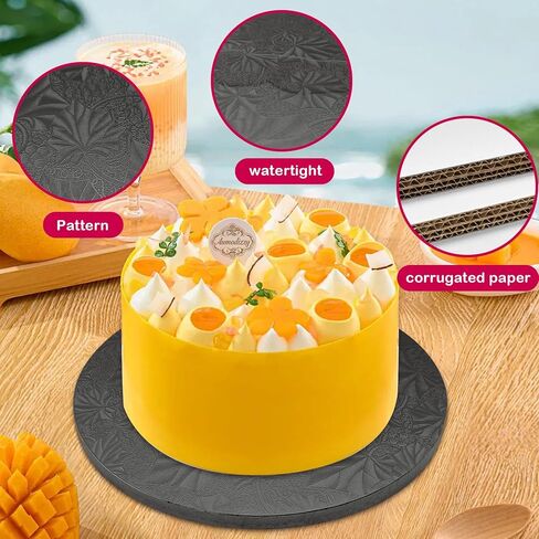 2 PCS Cake Drums, 1/2 Inch Thick 12 Inch Round Cake Boards, Black, Professional Quality Cardboards, Card Base (Maple leaf pattern) in Saudi Arabia