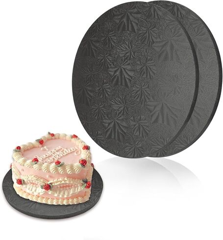 2 PCS Cake Drums, 1/2 Inch Thick 12 Inch Round Cake Boards, Black, Professional Quality Cardboards, Card Base (Maple leaf pattern) in Saudi Arabia