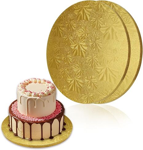 2 PCS Cake Drums, 1/2 Inch Thick 12 Inch Round Cake Boards, Black, Professional Quality Cardboards, Card Base (Maple leaf pattern) in Saudi Arabia