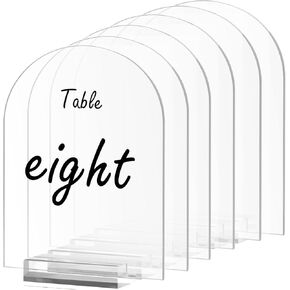 5x7 Inch Clear Arch Acrylic Sign with Stands, Clear Blank Sheets Table Signs with Holder, Arched Round Top Acrylic Sheet, DIY for Wedding Table Number Menu Sign Bar List (6) in Kuwait