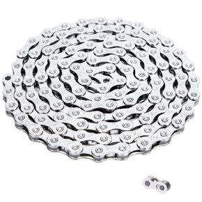 Bicycle Chain 10/20/30 Speed, 1/2 x 3/32 Inch, 116 Links, Silver, Carbon Steel, Wheeled Chain for Road and Mountain Bike in Kuwait