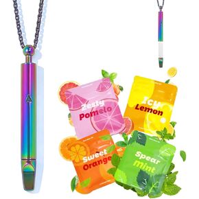 قلادة التنفس لاستبدال العادة السيئة مع 12 قطعة من النوى القابلة لإعادة الملء في 4 نكهات، قلادة منعشة لدعم العادة لتخفيف التوتر، قلادة تململ لدعم العادة للبالغين (قوس قزح) in Kuwait