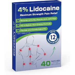 Uposiut Lidocaine 4% Patches, Extra Strength Lidocaine Patches, for Neck, Shoulder, Back, Knee, and Ankle Muscles, 12-Hour Effectiveness - (40 Patches) CPQ0223 in Kuwait