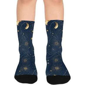 جوارب المشي لمسافات طويلة بطبعة القمر الذهبي - جوارب شتوية حرارية سميكة دافئة للأطفال الصغار للأولاد والبنات للمدرسة، والارتداء اليومي والأنشطة الخارجية in Kuwait