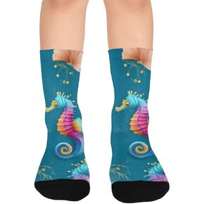 جوارب المشي لمسافات طويلة بزخارف محيطية نابضة بالحياة - جوارب شتوية حرارية سميكة دافئة للأولاد والبنات الصغار للمدرسة، والارتداء اليومي والأنشطة الخارجية in Kuwait