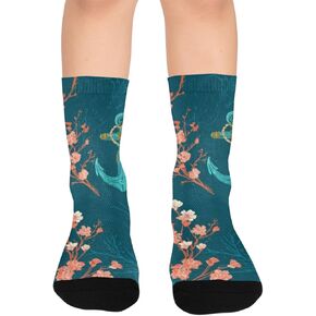 جوارب المشي لمسافات طويلة بطبعة أزهار بحرية - جوارب شتوية حرارية سميكة دافئة للأولاد والبنات الصغار للمدرسة، والارتداء اليومي والأنشطة الخارجية in Kuwait