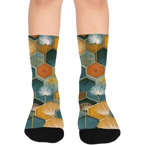 جوارب التنزه سيرًا على الأقدام بتصميم هندسي زهري عتيق - جوارب شتوية حرارية سميكة دافئة للأولاد والبنات الصغار للمدرسة، والارتداء اليومي والأنشطة الخارجية in Kuwait