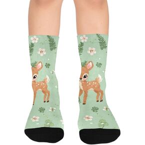 جوارب للتنزه سيرًا على الأقدام بطباعة زهور ظبي - جوارب شتوية حرارية سميكة دافئة للأولاد والبنات الصغار للمدرسة، والارتداء اليومي والأنشطة الخارجية in Kuwait