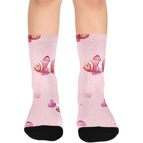 جوارب مشي باللون الوردي على شكل سمكة المهرج - جوارب شتوية حرارية سميكة دافئة للأولاد والبنات الصغار للمدرسة، والارتداء اليومي والأنشطة الخارجية in Kuwait