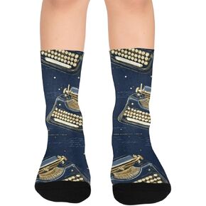 جوارب للمشي لمسافات طويلة مطبوعة على شكل آلة كاتبة باللون الكحلي - جوارب شتوية حرارية سميكة دافئة للأطفال الصغار للأولاد والبنات للمدرسة، والارتداء اليومي والأنشطة الخارجية in Kuwait