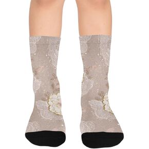 جوارب للتنزه سيرًا على الأقدام من الدانتيل بطبعات زهور - جوارب شتوية حرارية سميكة دافئة للأطفال الصغار للأولاد والبنات للمدرسة، والارتداء اليومي والأنشطة الخارجية in Kuwait