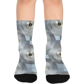 جوارب المشي لمسافات طويلة رمادية مطبوعة على شكل قرص حديث - جوارب شتوية حرارية سميكة دافئة للأولاد والبنات الصغار للمدرسة، والارتداء اليومي والأنشطة الخارجية in Kuwait