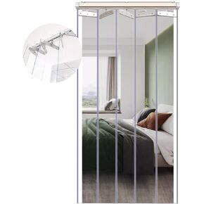 ستارة باب بشريط PVC - حاجز صناعي مقاوم للماء ومقاوم للعوامل الجوية - ستارة قابلة للطي من البلاستيك الناعم قابلة للسحب للاستخدام المنزلي والتجاري، سهلة التركيب، متينة ومرنة in Kuwait