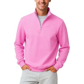 TUVEKE Men's Quarter Zip Pullover Fleece Mock Neck Sweatshirt Long Sleeve Midweight Mens Half Zip Sweater with Seam Pockets in Kuwait
