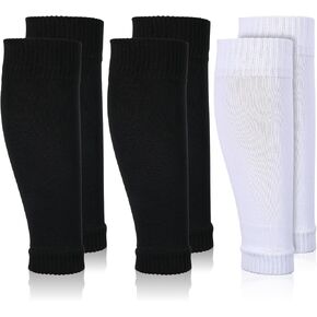 3 أزواج من جوارب كرة القدم المقطوعة مسبقًا، جوارب بأكمام كرة القدم وأكمام للساق وأكمام واقية لتدريبات كرة القدم وكرة السلة (أبيض، أسود) in Kuwait