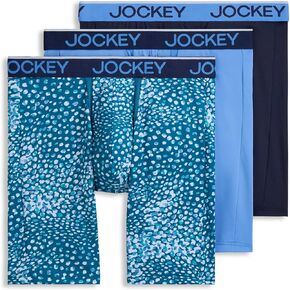 Jockey Men's Underwear Chafe Proof Pouch Microfiber 8.5" Long Leg Boxer Brief - 3 Pack, Black, L in Saudi Arabia