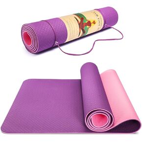 TWING Extra-Wide Yoga Mat, Non-Toxic Fitness Mat, Upgraded 2021 Non-Slip Yoga Mat, Workout Mat for Yoga, Pilates and Exercises Extra Wide Exercise Mat 72"x 24" Thickness 6mm 1/4 Inch w/Carrying Strap in Kuwait