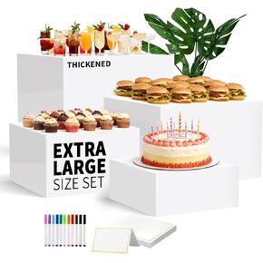 رافعات بيضاء كبيرة جدًا مقاس 13.8 سم، رافعات تعشيش مكعبة أكريليك كبيرة الحجم، رافعات طعام لطاولة البوفيه، رافعات بيضاء لتقديم الطعام ومقتنيات الحلوى، تظهر شخصيات المجوهرات in Kuwait