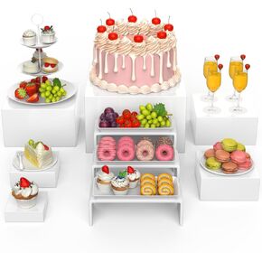 9 قطع من حاملات وحوامل البوفيه، ورافعات طعام لطاولة البوفيه، ورافعات صناديق أكريليك بيضاء وحامل عرض، تتضمن 6 قطع صناديق مكعبة (10 بوصة، 8 بوصة، 7 بوصة، 6 بوصة، 5 بوصة، 4 بوصات) و3 قطع حامل عرض (9 بوصة × 3 بوصة × 5 بوصة/ 4 بوصة/ 3 بوصات) in Kuwait