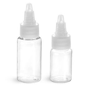 1/2 oz Clear PET Round Bottles w/Natural Twist Top Caps in Kuwait