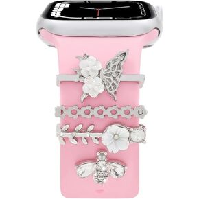 شاهد مجموعة سحر الفرقة ، حلقات الحلقة الزخرفية سحر متوافقة مع سليكون Apple Watch Band 38 40 41 42 44 45 49 مم ، إكسسوارات أنيقة من المعصم الماس أنيقة لـ IWatch Series Ultra 9 8 7 6 5 4 3 2 1 (بدون فرقة) in Kuwait