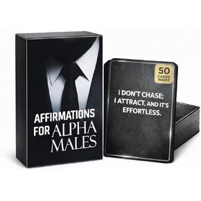 بطاقات تأكيد إيجابية إيجابية إيجابية ألفا للرجال- 50 تعويذة للثقة والانضباط والهيمنة- تُظهر قائدك الداخلي ، وجذب النجاح- المظهر المذهل للرجال الهدايا in Kuwait