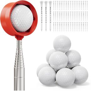 Golf Gifts for Men and Women, Golf Accessories Set with 12 Golf Balls, 60 Golf Tees, and Golf Ball Retriever, Ideal for Beginners, Golf Stuff for Home/Yard/Driving Range Practice in Kuwait