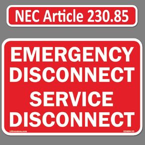 5 Pack 5"x 3.5" NEC Compliant Emergency Disconnect Service Outdoor Laminated Labels Decal Sign Notice Sticker Elerctrical Panel Heavy Duty Vinyl Waterproof (Red and White) in Kuwait