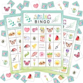لعبة بطاقات سبرينج بينجو، لعبة بينجو للعائلة البالغة، لعبة بينجو للبالغين من المجموعات الكبيرة، لوازم الحفلات المفضلة لتزيين بينجو، 24 لاعبًا من ألعاب بينجو -03 in Kuwait