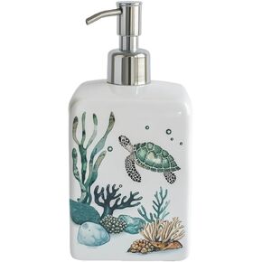 موزع سلحفاة البحر وعشب البحر من السيراميك من تشوولد مع مضخة بلاستيكية، حاوية صابون لوشن قابلة لإعادة الملء، زجاجة لوشن، موزع صابون لليدين in Kuwait