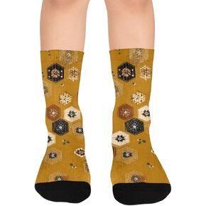 جوارب ذهبية سداسية فنية للمشي لمسافات طويلة - جوارب شتوية حرارية سميكة دافئة للأولاد والبنات الصغار للمدرسة، والارتداء اليومي والأنشطة الخارجية in Kuwait