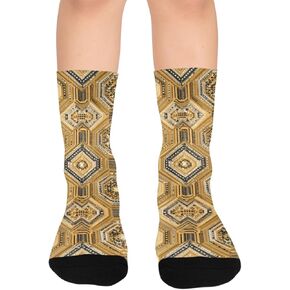 جوارب المشي لمسافات طويلة باللون البني بتصميم سداسي الشكل - جوارب شتوية حرارية سميكة دافئة للأولاد والبنات الصغار للمدرسة، والارتداء اليومي والأنشطة الخارجية in Kuwait