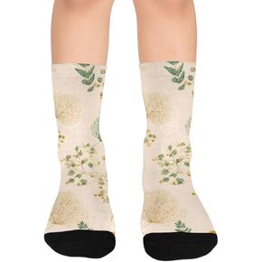 جوارب Boho Leaf Prints باللون البيج للمشي لمسافات طويلة - جوارب شتوية حرارية سميكة دافئة للأولاد والبنات للمدرسة، والارتداء اليومي والأنشطة الخارجية in Kuwait