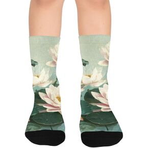 جوارب Green Lotus Pond Art للمشي لمسافات طويلة - جوارب شتوية حرارية سميكة دافئة للأولاد والبنات للمدرسة، والارتداء اليومي والأنشطة الخارجية in Kuwait