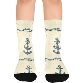 جوارب المشي لمسافات طويلة باللون الأصفر بتصميم يخت ساحلي - جوارب شتوية حرارية سميكة دافئة للأولاد والبنات للمدرسة، والارتداء اليومي والأنشطة الخارجية in Kuwait