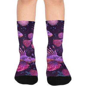 جوارب التنزه سيرًا على الأقدام بطبعة سمكة الأسد النابضة بالحياة - جوارب شتوية حرارية سميكة دافئة للأولاد والبنات الصغار للمدرسة، والارتداء اليومي والأنشطة الخارجية in Kuwait