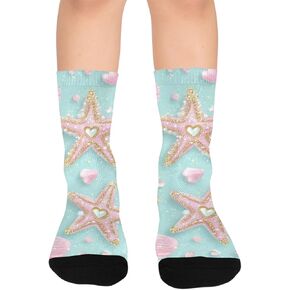 جوارب Art Pink Starfishes Summer للتنزه سيرًا على الأقدام - جوارب شتوية حرارية سميكة دافئة للأولاد والبنات الصغار للمدرسة، والارتداء اليومي والأنشطة الخارجية in Kuwait