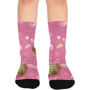 جوارب للمشي لمسافات طويلة على شكل سلاحف البحر الوردية - جوارب شتوية حرارية سميكة دافئة للأولاد والبنات للمدرسة، والارتداء اليومي والأنشطة الخارجية in Kuwait