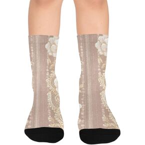 جوارب بيج للمشي لمسافات طويلة بطبعة زهور من الدانتيل - جوارب شتوية حرارية سميكة دافئة للأولاد والبنات للمدرسة، والارتداء اليومي والأنشطة الخارجية in Kuwait