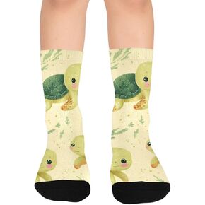 جوارب لطيفة للتنزه سيرًا على الأقدام باللون الأخضر على شكل سلاحف البحر - جوارب شتوية حرارية سميكة دافئة للأطفال الصغار للأولاد والبنات للمدرسة، والارتداء اليومي والأنشطة الخارجية in Kuwait