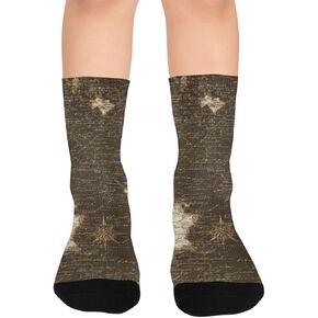 جوارب المشي لمسافات طويلة فنية بخريطة بحرية عتيقة - جوارب شتوية حرارية سميكة دافئة للأطفال الصغار للأولاد والبنات للمدرسة، والارتداء اليومي والأنشطة الخارجية in Kuwait