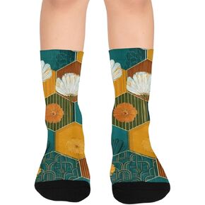 جوارب المشي لمسافات طويلة بتصميم حديقة باللون الأزرق المخضر - جوارب شتوية حرارية سميكة دافئة للأطفال الصغار للأولاد والبنات للمدرسة، والارتداء اليومي والأنشطة الخارجية in Kuwait