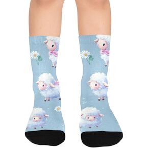 جوارب لطيفة للتنزه سيرًا على الأقدام بطبعة خروف باستيل - جوارب شتوية حرارية سميكة دافئة للأولاد والبنات الصغار للمدرسة، والارتداء اليومي والأنشطة الخارجية in Kuwait