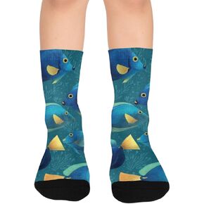 جوارب Blue Reef Fish Dark للمشي لمسافات طويلة - جوارب شتوية حرارية سميكة دافئة للأولاد والبنات الصغار للمدرسة، والارتداء اليومي والأنشطة الخارجية in Kuwait