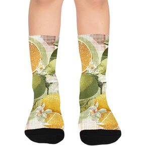 جوارب Art Citrus Medley Lemon للمشي لمسافات طويلة - جوارب شتوية حرارية سميكة دافئة للأولاد والبنات للمدرسة، والارتداء اليومي والأنشطة الخارجية in Kuwait